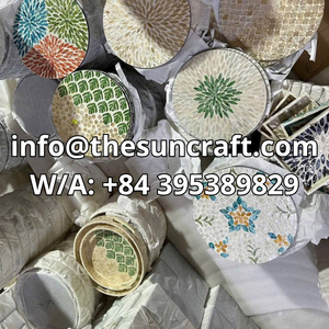 ถาดเสิร์ฟทรงกลมทำมือประดับมุกเปลือกหอย งานฝีมือหรูหรา ตกแต่งด้วยโมเสคหลากสี ผลิตในเวียดนาม ขายส่ง - Product Image 6