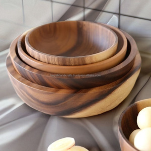 Bol de service en bois pour les fêtes et les dîners festifs, idéal pour la décoration de table, provenant d'Inde - Product Image 1