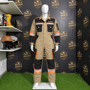 Cotton Blend Mechanic Jumpsuit With <b>Zipper</b> Front Mens <b>Heavy</b> <b>Duty</b> Work Coveralls Long Sleeve Utility Work Jumpsuit With Multiple - Product Image 5