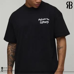 Camiseta Negra Extra Grande para Hombre, Manga Corta, Cuello Redondo, Estilo Urbano, Algodón Jersey, Diseño con Letras Estampadas, Corte Regular - Product Image 2