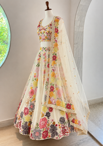 Lehenga Choli Bordado, Traje de Boda, Dupatta de Red Floral, Vestido de Fiesta sin Mangas para Mujer - Product Image 3