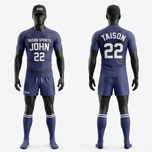 Tenue de rugby pour femmes, 220 GSM, polyester premium, anti-humidité, bleu marine, design à panneaux, sublimation, logo personnalisé, ensemble - Product Image 1