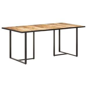 Mesa de Comedor de Madera de Mango Natural Sólida con Detalles de Hierro con Recubrimiento en Polvo - Product Image 1