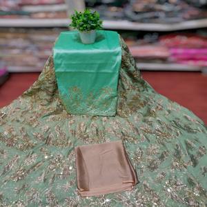 Formal New Collections Somalian Fransawi Dirac Chiffon <b>Fabric</b> WIth Gold Stone Work Anti-Static For Somalian Evening Party Wear - Product Image 6