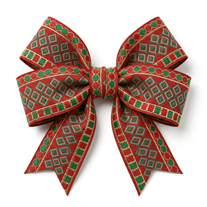 Cinta Jacquard Étnica de 38 mm con Bordado Dorado, Rojo y Verde, Encaje Geométrico Tejido para Prendas, Lazos y Ropa Festiva - Product Image 6