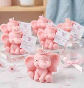 Vela de Elefante Bebé Adorable, Regalo de Bautizo, Vela de Cumpleaños de Lujo, Caja Personalizable Disponible, Etiqueta Personalizada - Product Image 4
