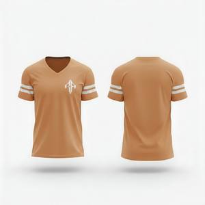 เสื้อฟุตบอลอเมริกันคุณภาพสูงสำหรับฤดูร้อน คอวี ผ้าโพลีเอสเตอร์ 100% เนื้อผ้าทึบ ระบายอากาศได้ดี แห้งเร็ว ไซส์ใหญ่ สำหรับผู้ชาย - Product Image 1