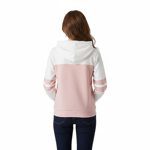 Sudadera con capucha de punto transpirable para mujer OEM, con patrón geométrico, cremallera frontal y logo formal, ideal para verano. - Product Image 5