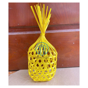 Yellow Ramadan <b>Treat</b> Basket Woven Bamboo Candy Presentation <b>Box</b> Decorative Eid Giveaway Packaging For Party Events Wholesale - Product Image 1