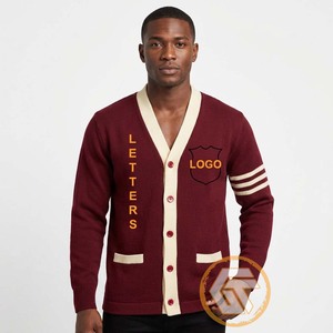 Tresors grecs – Cardigan décontracté brodé en acrylique Alpha de haute qualité pour hommes, personnalisé avec le symbole de la fraternité grecque Psi, respirant pour l'hiver - Product Image 1
