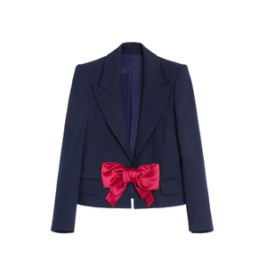 Blazer décontracté tendance pour femme, col cranté, noir uni, tissé, respirant, veste de sororité, 100 % polyester, sur mesure - Product Image 1