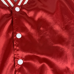 Wholesale Custom Logo Satin Varsity <b>Jacket</b> Men's Baseball Style Bomber <b>Jacket</b> with Striped Rib Cuff and Collar - Product Image 4