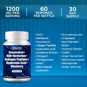פרטי תווית צמחים תוספי תזונה resveratrol nad קפסולות עם ויטמין ויטמין b3 חומצה היאלורונית קולגן ויטמין b3 - Product Image 5