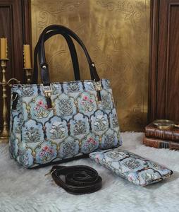 Durable Waterproof Embroidered Floral Handbag Tote Bag with Pouch and Shoulder <b>Strap</b> Easter Shoulder Satchel for Daily Use - Product Image 2
