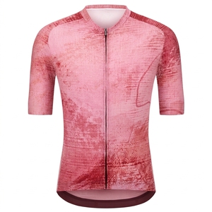 Maillot de cyclisme bleu tie-dye à manches courtes pour homme avec fermeture éclair avant, vêtement de sport respirant - Product Image 3