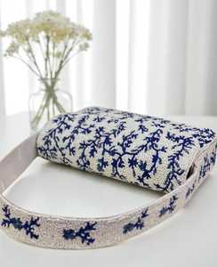 Royal Blue <b>Pearl</b> Beaded Handbag Blue white handbag Elegant beaded purse Luxury shoulder <b>bag</b> Designer <b>pearl</b> clutch Handcrafted - Product Image 6
