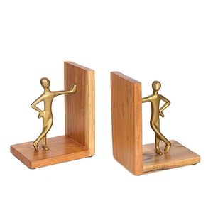 Sujetalibros de Madera con Figura Humana Moderna, Artesanía Bohemia, Decoración para Escritorio/Estante, para Hogar, Oficina, Biblioteca, Escuela - Product Image 5