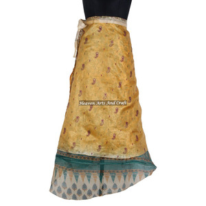 2026 Fashion Women's Silk <b>Wrap</b> <b>Skirt</b> Style Indian Vintage Magic <b>Wrap</b> Silk Sari <b>Skirt</b> 2 Layer Reversible Magic Silk Saris <b>Wrap</b> - Product Image 3