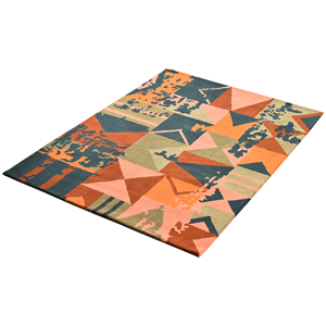 Modern Hand Tufted Wool Viscose Area <b>Rug</b>-Polka Dot Grid Pattern in Warm Camel Ocher Yellow Slate <b>Grey</b> & White - Product Image 4