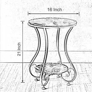 Coffee <b>Table</b> Simple Modern <b>Bedside</b> Side <b>Table</b> <b>Small</b> Round <b>Table</b> Engineer Top Metal <b>Table</b> Living Room & Bedroom (Black & White) - Product Image 2