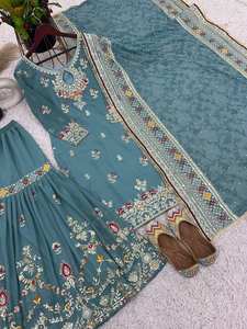 Hot Selling Handmade Heavy Embroidery Kurta with Georgette sharara Indian & Pakistani Wedding Party Wear Dress Ready To Wear - Product Image 4