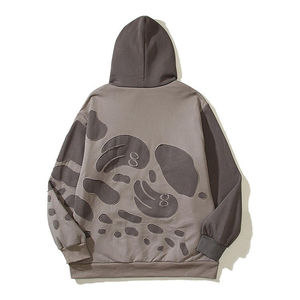 Sweat à capuche personnalisé vert et marron patchwork pour homme, coupe oversize, motif abstrait, en molleton épais, style streetwear - Product Image 4