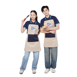 Conjunto de Uniforme Personalizable para Personal Promocional, Camisa Polo de Poliéster Tejido y Delantal para Cafetería, Restaurante, Panadería, Ropa de Trabajo - Product Image 1