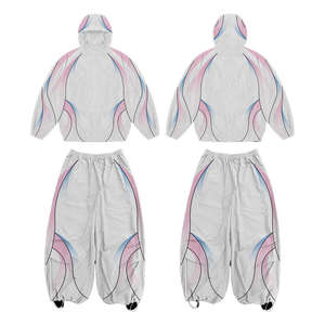 Techwear Tracksuit Men <b>Y2K</b> Streetwear Windbreaker Jacket and Wide Leg <b>Pants</b> Set 2 Piece Cyberpunk Gorpcore Clothing Oversized - Product Image 2