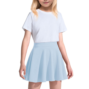Jupes évasées en tricot bleu clair pour filles, uniformes scolaires à taille haute, modèles de jupes, vêtements pour enfants, jupes de tennis - Product Image 2
