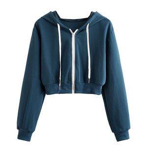 Women's Cropped Hoodie Fashion Casual Pullover Long Sleeve Hooded Sweatshirt Trendy <b>Crop</b> <b>Top</b> - Product Image 4