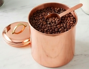 Juego de recipientes de cobre redondos con tapa, diseño minimalista pulido para almacenamiento en la cocina y uso como vajilla elegante. - Product Image 2