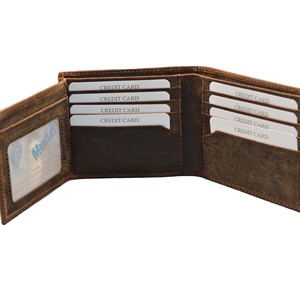 Portefeuille homme en cuir véritable à double pli avec motif crâne en relief, fait main, style moto, fermeture courte, usage quotidien - Product Image 3