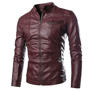 Veste moto en cuir PU marron, coupe ajustée, à capuche, personnalisable, vêtement d'automne pour homme, fermeture éclair. - Product Image 6