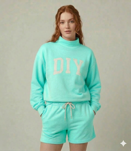 Conjunto de Dos Piezas de Invierno para Mujer, Cuello Alto, Color Sólido, Tela de Forro Polar, Estilo Urbano - Product Image 1