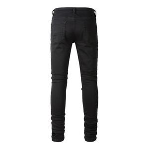 HAMIO SPORTS Jean slim noir déchiré pour homme, coupe droite, résistant à la décoloration, séchage rapide, respirant, en Spandex/Coton - Product Image 3
