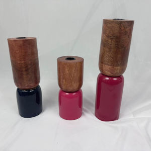 Portavelas de Madera Grande al por Mayor de la India, Portavelas de Madera para Decoración de Sala de Estar, Hecho a Mano, Navidad, Arte Moderno, Único - Product Image 1