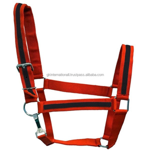 Halter cheval en nylon bicolore à rayures personnalisées en plusieurs couleurs avec cheval de licou réglable en acier inoxydable - Product Image 6