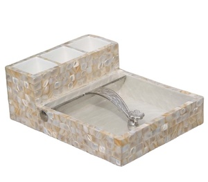 ผู้ถือเนื้อเยื่อ tradnary ในแม่ของมุกฝังในสีขาวที่มีดีไซน์หรูหราและผู้ถือทิชชู่รูปทรงสี่เหลี่ยมผืนผ้า - Product Image 1