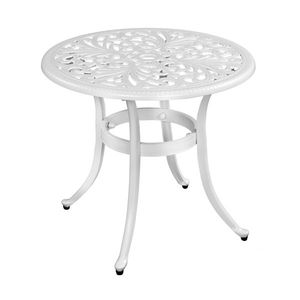 Phoenix White Cast Aluminum Round Table Outdoor Bar Patio End Side Table Cocktail Table - Product Image 1