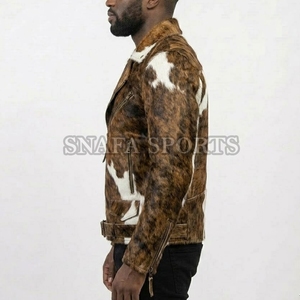 Blousons en cuir à poils personnalisables de qualité supérieure avec fermeture éclair et col rabattable, design tendance, pour l'extérieur, vente en gros - Product Image 3
