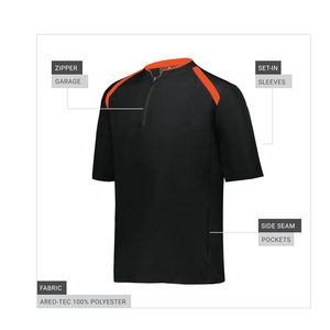 Veste de baseball unisexe à fermeture éclair 1/4, manches courtes, motif uni enduit, col montant, logo tissé sur le devant, design Cage d'hiver - Product Image 4