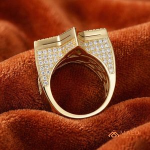 Moissanite <b>Ring</b> <b>Mens</b> Iced Out Star <b>Ring</b> Baguette Halo Statement Jewelry Rose Gold Finish Gift for Him Premium Design - Product Image 4