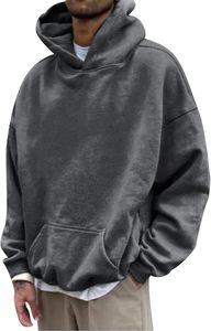 Sweat à capuche de style streetwear d'inspiration rétro, tissu épais, pull pour homme, intérieur en polaire doux, silhouette ample, mode automne-hiver - Product Image 2