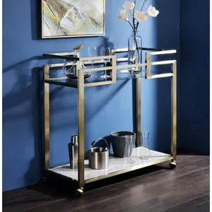 Chariot de service en métal fait main tendance mondiale pour décoration de luxe, plaqué, Zahid Exports - Product Image 6