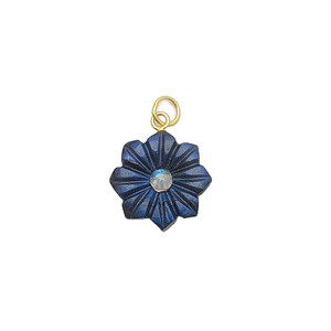 925 Sterling Silver Labradorite Flower Charm – DIY Jewelry Making Accessory - Product Image 1