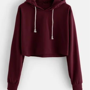 Vente en gros de sweats à capuche courts pour femmes de haute qualité en polaire polyester/coton, avec impression de logo personnalisé et design respirant pour - Product Image 1