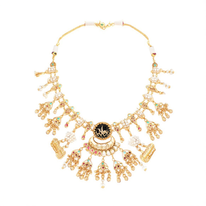 Juego de Collar de Oro Estilo Heritage de Jewelemarket con Piedra Pota, Perla y Patrón Geométrico de Estrella, Elegante y Moderno para Uso Diario-10575496PGR - Product Image 2