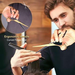 Juego de Tijeras de Peluquería de Alta Calidad para Cortar y Entresacar Cabello, Acero Inoxidable, Tijeras Profesionales de Borde Recto para Peluquería - Product Image 4