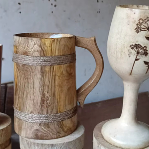 Eco-Friendly Polished Wooden Viking <b>Mug</b> with Hand Carved Engraving and Animal Design-Valentine's Day & Halloween Gift - Product Image 1
