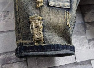 Shorts en jean droits mi-longs pour hommes, nouvelle collection été, 100 % coton écologique respirant, broderie vintage décontractée - Product Image 4